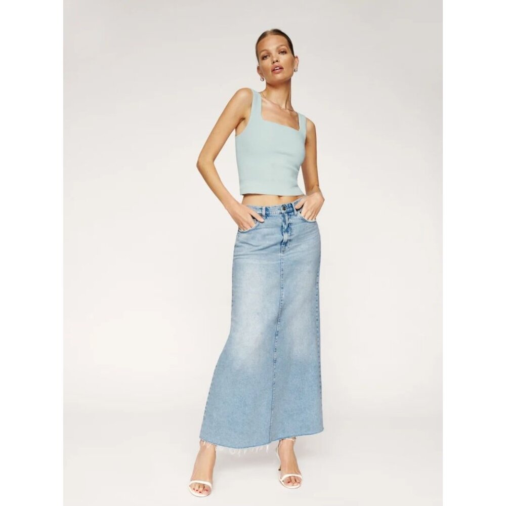REFORMATION Jeans Kass Maxi Denim Skirt Bowen sz 27 Women's